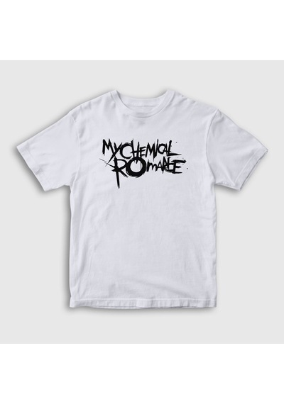Presmono Unisex Çocuk Logo My Chemical Romance T-shirt Beyaz