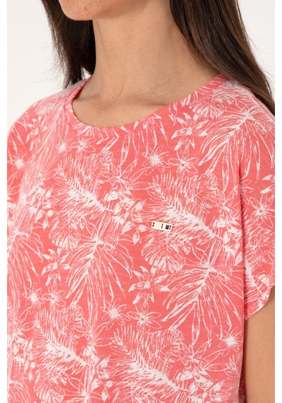 U.S. Polo Assn. Kadın Pembe Desenli Bisiklet Yaka Tişört 50305761-VR167