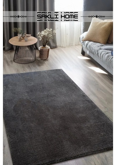 Antrasit Post Peluş Yumuşak Yıkanabilir Kaymaz Dot Taban Salon Koridor Çocuk Halısı Gümüş