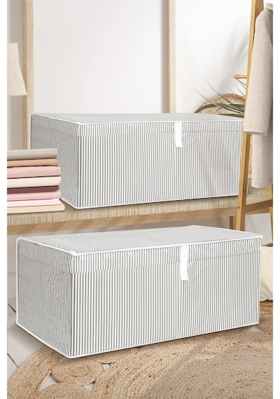 2'li Kapaklı Çok Amaçlı Hurç Saklama Kutusu Organizer Mega Plus 70 X 40 X 30 Cm Gri Gri