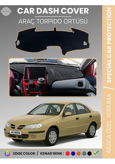 Nissan Almera Ekranlı 2000-2006 Torpido Örtüsü Premium Torpido Koruma Araca Özel Uv Koruma - 699 Stiloto