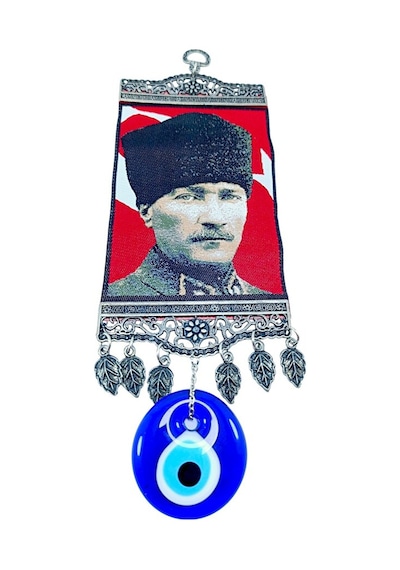 Büyük Mustafa Kemal Atatürk Resimli Cam Nazar Boncuğu Duvar Dekor