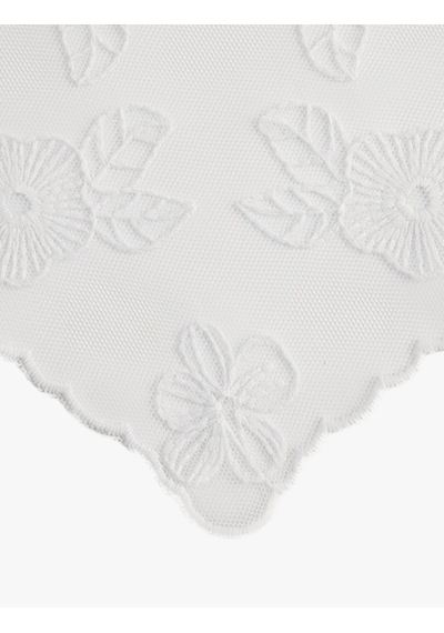 Koton İşlemeli Çiçekli Üçgen Bandana Beyaz 6sak50065aa
