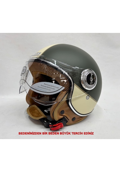 Nero Tk-06 Şefaf Vizörlü Yarım Açık Kask Mat Y4 Çok Renkli