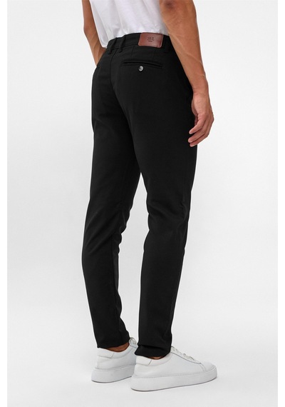Süvari Siyah Slim Desenli Pantolon