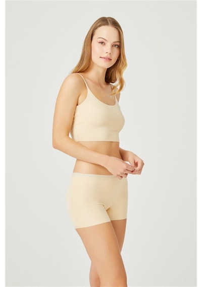 Cottonhill Ten Basic Lazer Kesim Dikişsiz Kadın Boxer Külot Ten Ten Rengi