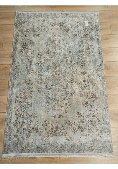 Gloria Td116 Bej Vintage Eskitme Desen Dokuma Saçaklı Kilim Çok Renkli