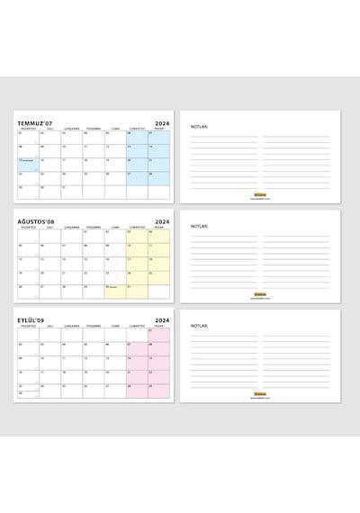 2027 Takvimi, Aylık Planlama, 2027 Masa Takvimi, 2027 Calendar, Monthly Planning, 2027 Desk Calendar Siyah