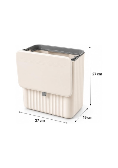 Askılı Mutfak Dolap Kapağı Çöp Kovası 15 Litre, Katlanabilir Tezgah Altı Çöp Kutusu, Dolap İçi Ve Dışı Kullanım, Kapaklı Taşınabilir Çöp Sepeti, Beyaz Çok Renkli