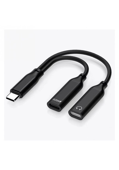 Type-c Kulaklık Jack Ve Şarj Adaptörü 60w Hızlı Şarj Destekli 2in1 Splitter