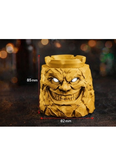Alse 3d Korku Tasarımlı 3d Kül Tablası Kapaklı, Dekoratif, Özel Tasarım Masaüstü Aksesuarı Sarı 85mm X 82mm