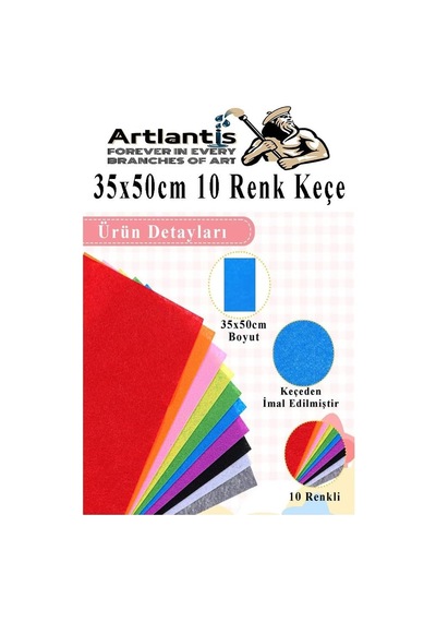 Keçe 35x50 Cm 10 Renk 1 Paket 2.0 Mm Renkli Hobi Keçesi Elişi Keçe Kumaşı Anasınıfı Kreş Okul Öncesi El Sanat