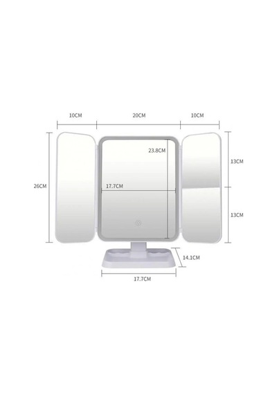 Plentiful Siyah Renkli 2 Kapaklı,3 Farklı Dokunmatik Led Ayarlı Usb Şarj İle Şarj Olabilen Makyaj Aynası