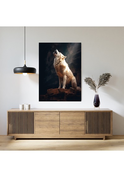 Kayanın Üzerinde Uluyan Kurt Poster