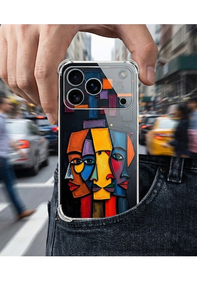 Printify Infinix Note 50 Pro İle Uyumlu Şeffaf Silikon Kılıf Uv Baskılı Esnek Tpu Kapak Totem Face No2