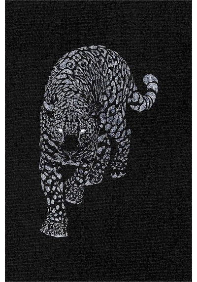 Silver Leopar Kaymaz Tabanlı Makinede Yıkanabilir Halı Rv366n11