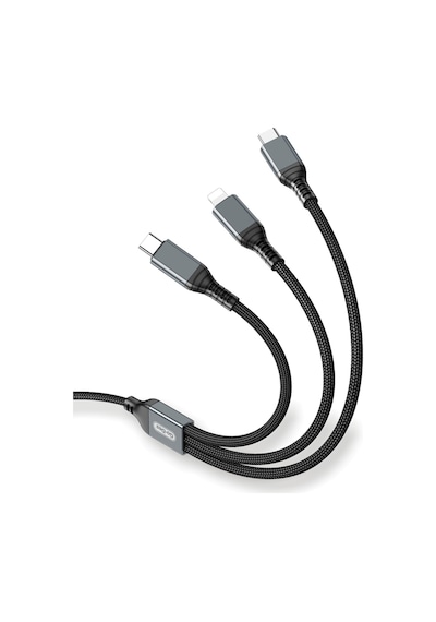 Go-des Gd-uc617 3in1 Type-c To Lightning/type-c/type-c Ultra Hızlı Pd Şarj Kablosu 100w 1.2m Siyah