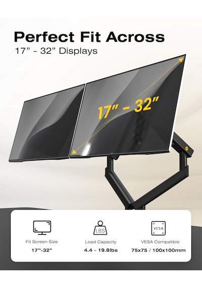 Nb North Bayou A5c 17-32 İnch Çift Kol 2-9 Kg Vesa Uyumlu Monitör Standı
