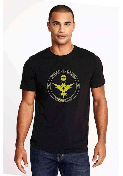 Riverdale Team Instinct Pokemon Go Baskılı Siyah Erkek Tshirt
