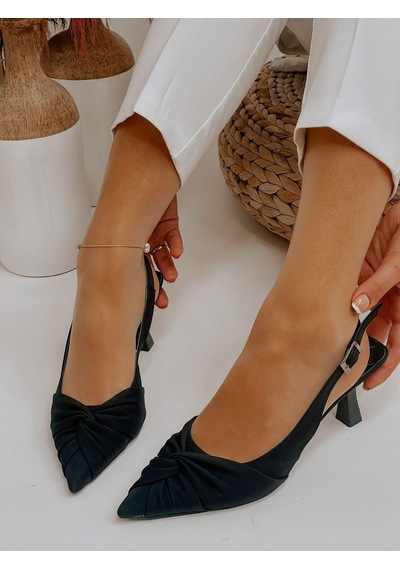 Ervanın Butiği Siyah Saten Bow Fiyonk Detay Kadın Stiletto-3669