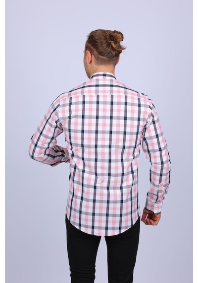 Tousus Slim Fit Ekose Pembe Erkek Gömlek Slm-5009-tss