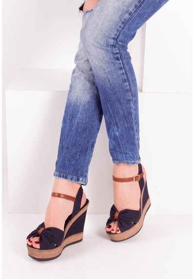 Fox Shoes Lacivert Kadın Dolgu Topuklu Ayakkabı 9674071005