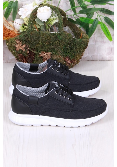 Fort Dks 020 Hafif Rahat Keten Sneaker Erkek Ayakkabı Siyah - Beyaz