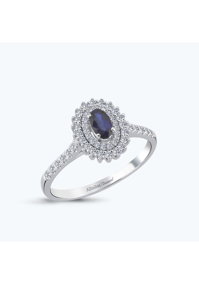 Altınbaş Pırlanta Safir Oval Yüzük Pehl017s-14k
