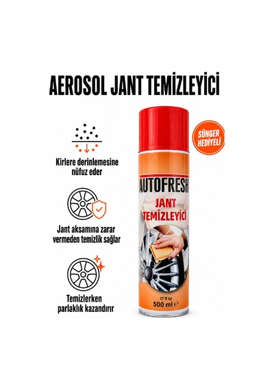 Jant Temizleyici Sprey 500 Ml Yağ, Kir Ve Balata Tozu Sökücü, Parlatıcı Etkili