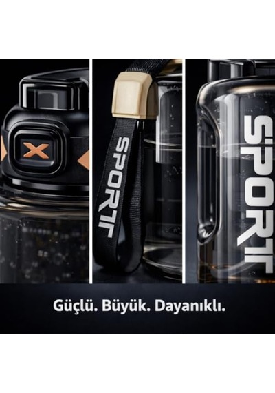 2lt Su Matarası Su Şişesi Pipetli Sızdırmaz Bpa Içermez Emniyet Kilitli Suluk Sporcu Motivasyon Su Matarası