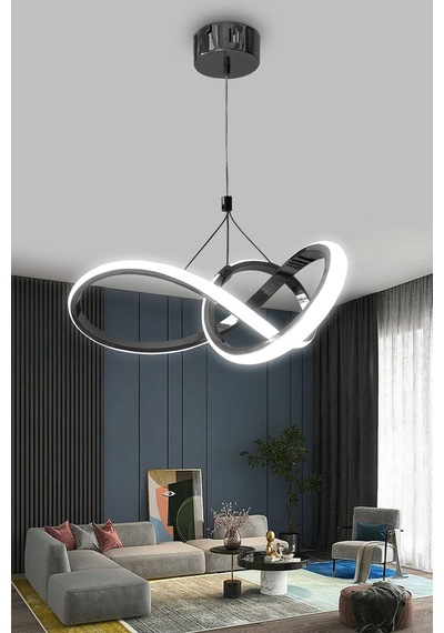 Düz 3 Renk Kardelen Model Beyaz- Sarı- Gün Işığı Modern Sarkıt Led Avize Siyah 3 Renk