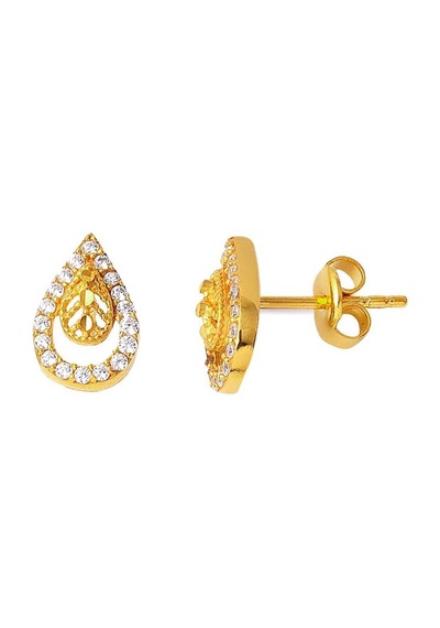 Taşlı Mini Damla 14 Ayar Altın Küpe KMK002-4