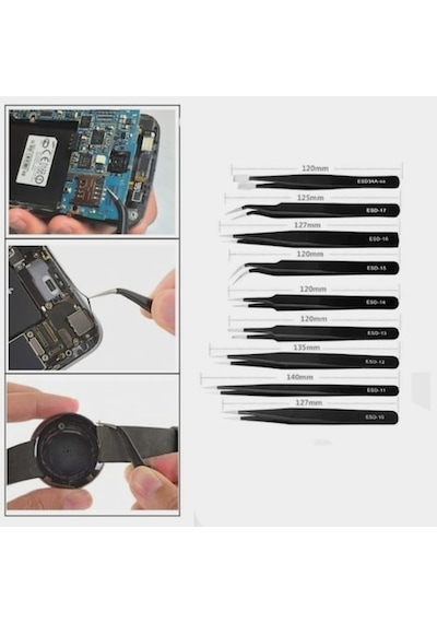 9 Adet Esd Cımbız Seti Telefon Tablet Pc Ps Saat Tamir Cımbızları (468842125)