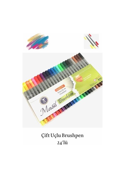 Brushpen Çift Taraflı Keçeli Kalem 24 Lü Çift Uçlu Gnsrkfaz3092