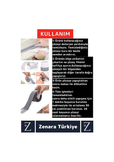 Premium Ekstra Dayanıklı Pvc Yağ Kenar Küf Önleyici Gri Sızdırmaz İzolasyon Bantı 3.2 Mt 1 Adet