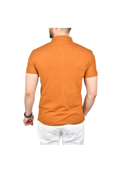 Deepsea Erkek Taba Slim Fit Nefes Alan Pamuklu Kumaş Dar Kesim Kıvrılmaz Yaka Polo Yaka Tişört 2503019 Taba