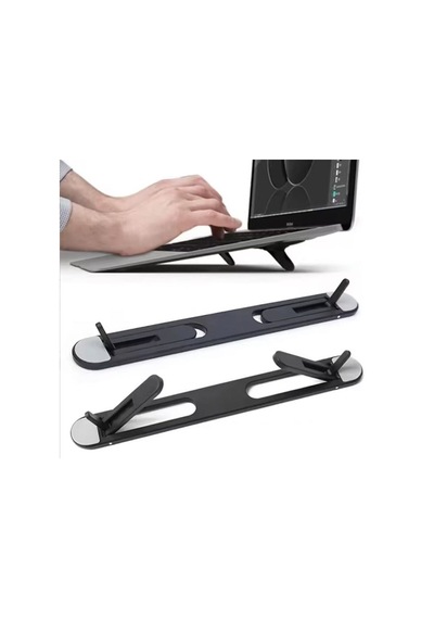 2 Kademeli Katlanabilir Ve Yapışkanlı Laptop Standı Siyah 5570