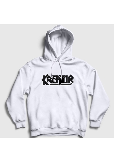 Presmono Unisex Logo Kreator Kapüşonlu Sweatshirt Beyaz