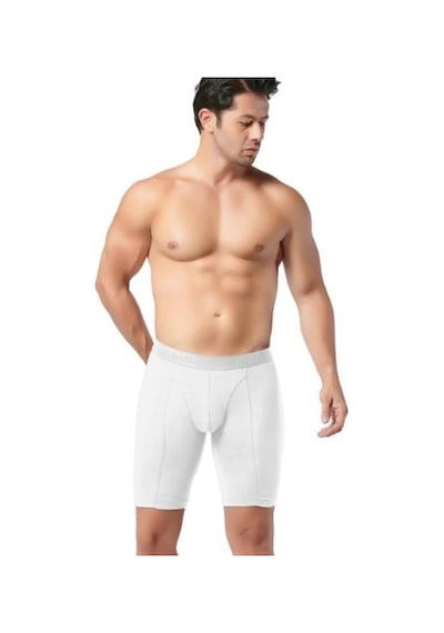 Gümüş Erkek Likralı Uzun Boxer 4074 Beyaz