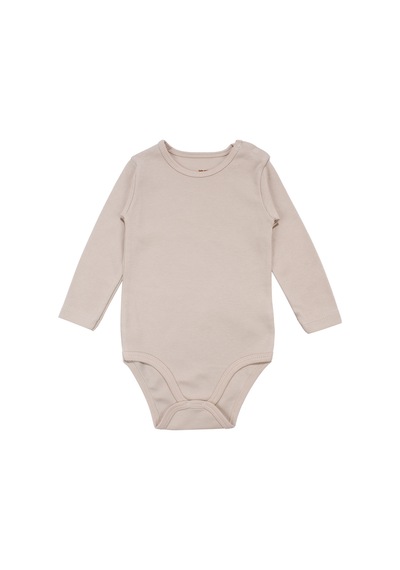 Bebegen Unisex Yuvarlak Yaka Bej Düz Çıtçıtlı Body Zıbın Çok Renkli