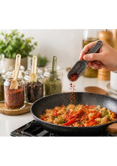 6'li Mini Baharat Kaşığı Seti Plastik Ölçü Kaşığı Baharat Küreği Kahve Şeker Tuz Ölçme Kaşığı Halkalı Mutfak Ölçü Seti Asorti Renk Çok Renkli
