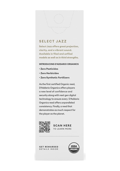 D'addario Organik Select Jazz Filed Tenor Saksafon Dili - Saksafon Boruları - İlk Ve Tek Organik Kamış Boru - 3 Yumuşak, 5 Paket