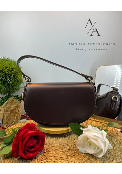 Amoura Modern Klasik Eyer Saddle Çanta Serisi Koyu Kahve