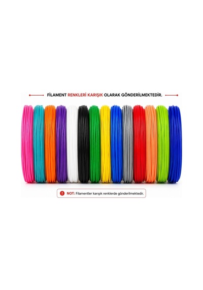 Vakumlu Pla Filament 20 Renk 5 Metre Toplam 100m. Karışık Renkler