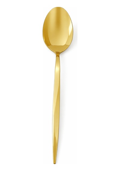 6'lı Gold Paslanmaz Çelik Yemek Kaşığı Parlak Altın Renk Modern Sofra Kaşığı Altın