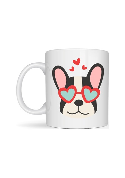 Northcity French Bulldog Porselen Kupa - Sevimli Köpek Tasarımlı Kahve Bardağı