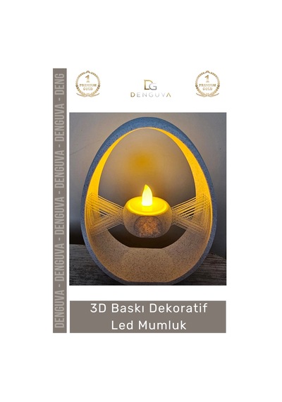 Modern Estetik Ev Hediyesi Ofis Tasarım Led Işıklı Masaüstü 3d Baskı Dekoratif Mumluk - 1 Adet Çok Renkli