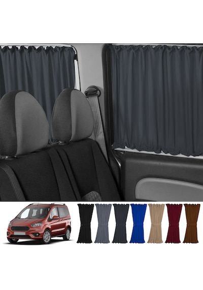 Pandami Ford Tourneo Courier 2014+ Uyumlu Füme Raylı Oto Perde Takımı