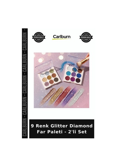 Özel Üretim Işıltılı Simli Makyaj Göz Farı 9 Renk Glitter Diamond Far Paleti - 2'li Set Diğer