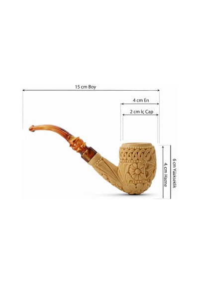 El Oyması Lületaşı Ejderha Ve Geleneksel Motifli Pipo İmzalı %100 Blok Taş Handmade Meerschaum